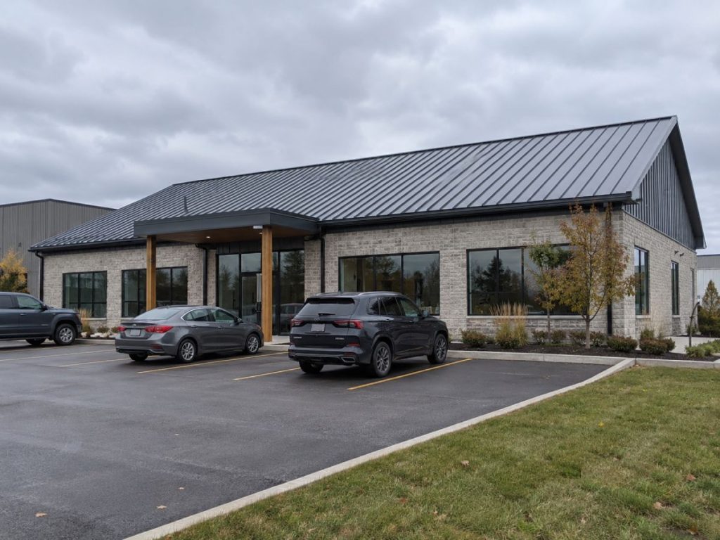 Commercial standing seam metal roofing installation in Guelph